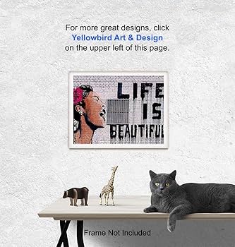 額縁　BANKSY Life is beautiful Amazon.com: Wieco Art Banksy Life is Beautiful Modern